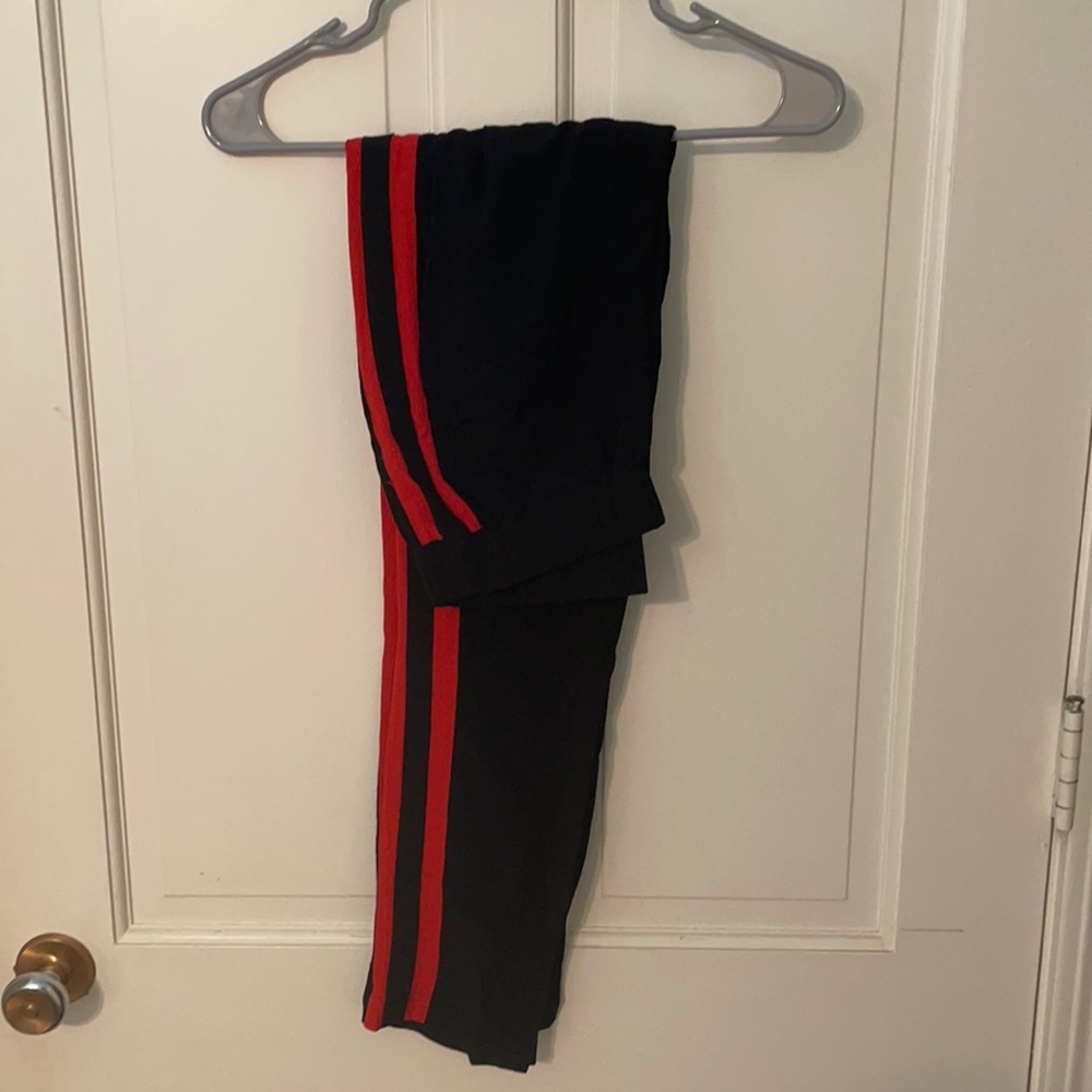 Crepe trousers with red stripe detail